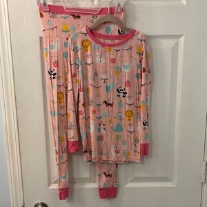 Little Sleepies Pink Birthday animas Pajama Set size 7/8